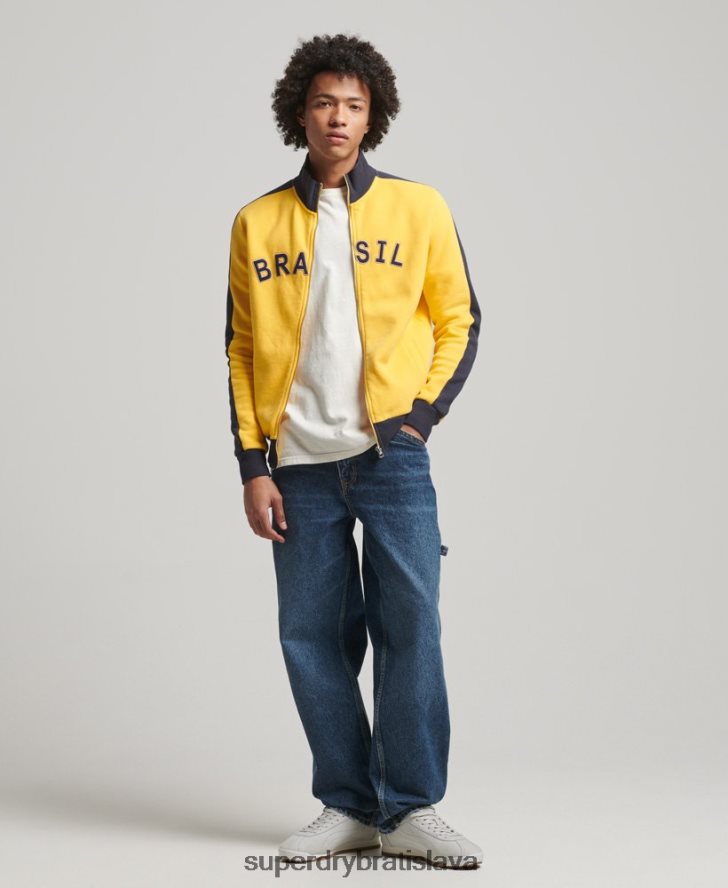 Superdry x Ringspun muži futbalová brazílska trať top 6B4ZTR507 oblečenie žltá