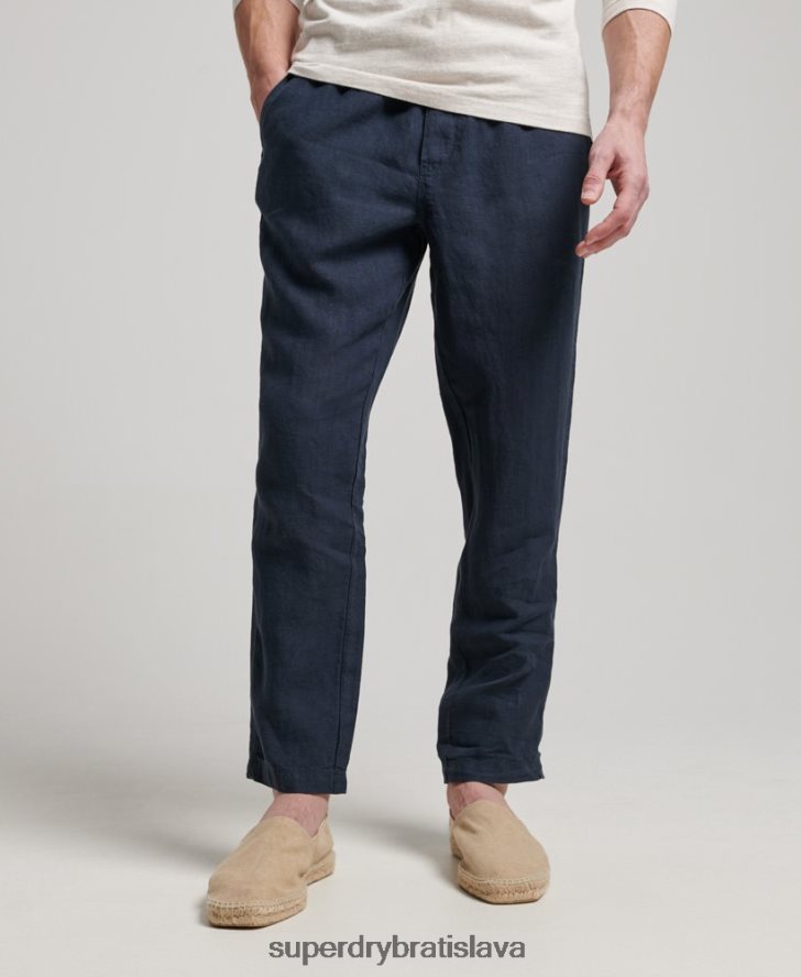 Superdry muži prefarbené ľanové joggery 6B4ZTR100 oblečenie námorníctvo