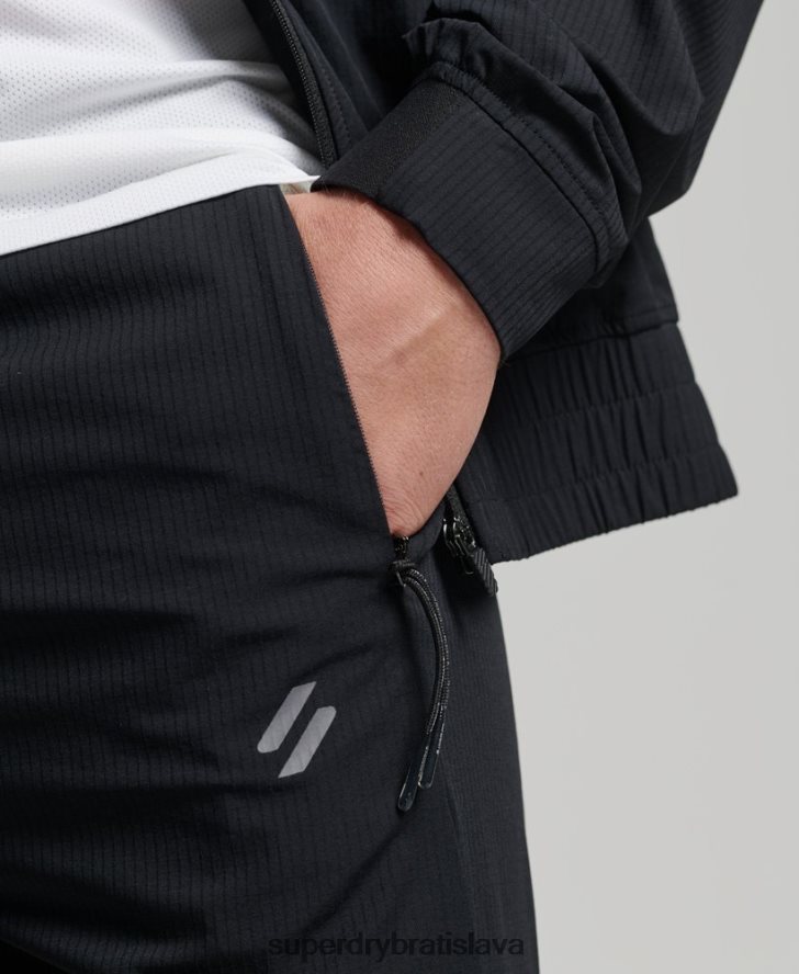 Superdry muži strečové tkané tepláky 6B4ZTR5387 oblečenie čierna