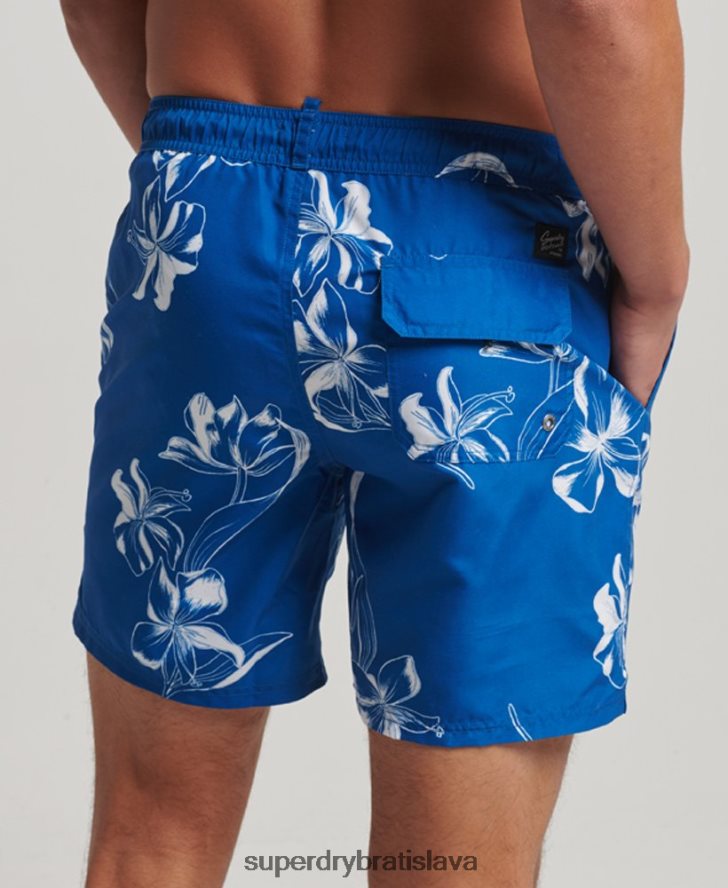 Superdry muži Havajské recyklované plavky 6B4ZTR390 oblečenie Modrá