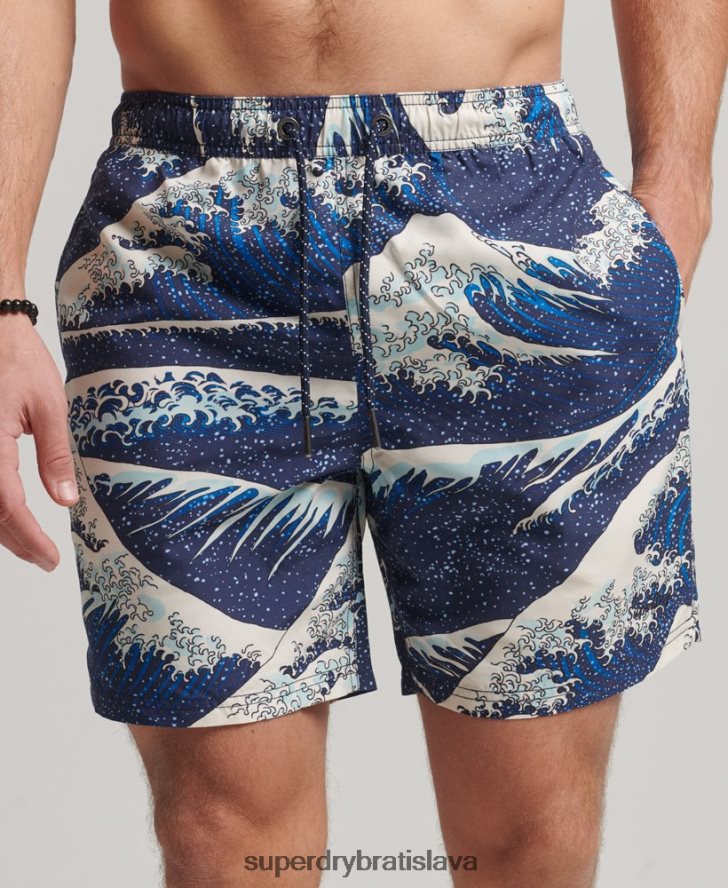 Superdry muži Havajské recyklované plavky 6B4ZTR96 oblečenie Modrá