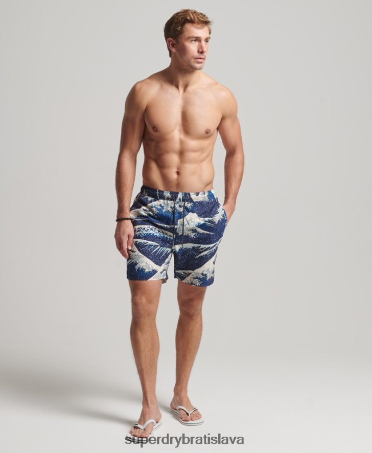 Superdry muži Havajské recyklované plavky 6B4ZTR96 oblečenie Modrá