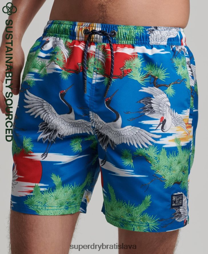 Superdry muži Vintage havajské recyklované plavky 6B4ZTR425 oblečenie Modrá