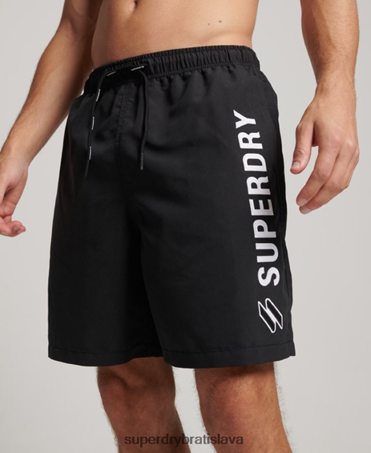 Superdry muži nášivka 19-palcové recyklované plavky 6B4ZTR406 oblečenie čierna