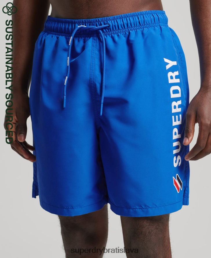 Superdry muži nášivka 19-palcové recyklované plavky 6B4ZTR433 oblečenie Modrá