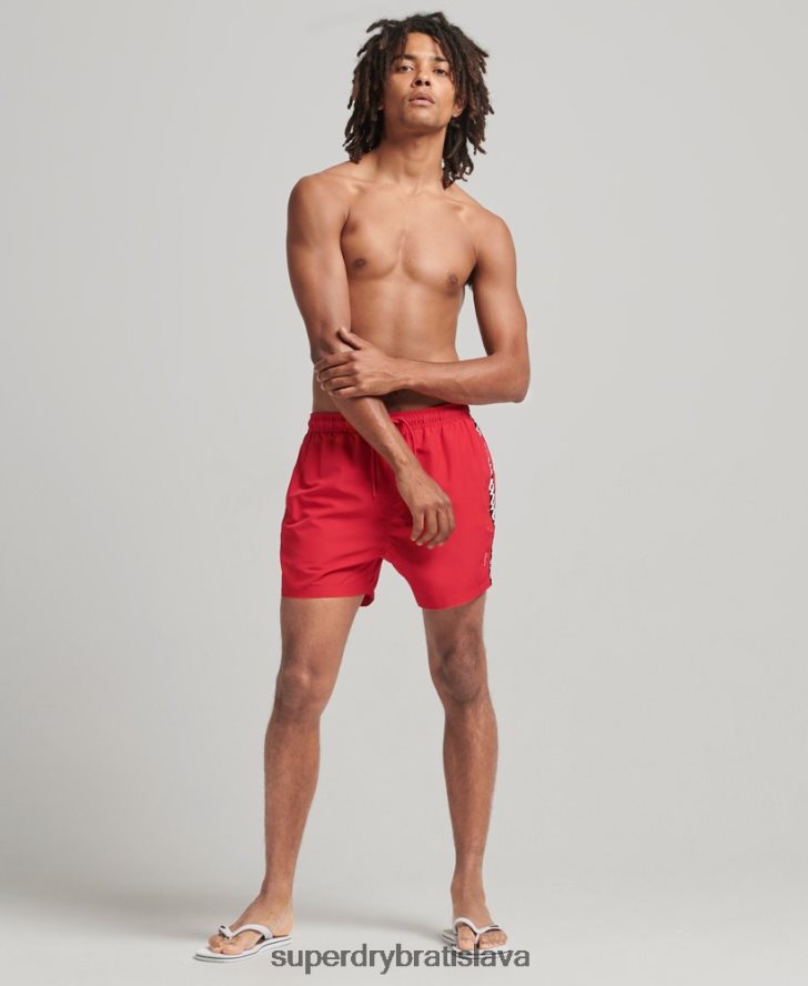 Superdry muži páskové 15-palcové recyklované plavkové šortky 6B4ZTR451 oblečenie červená