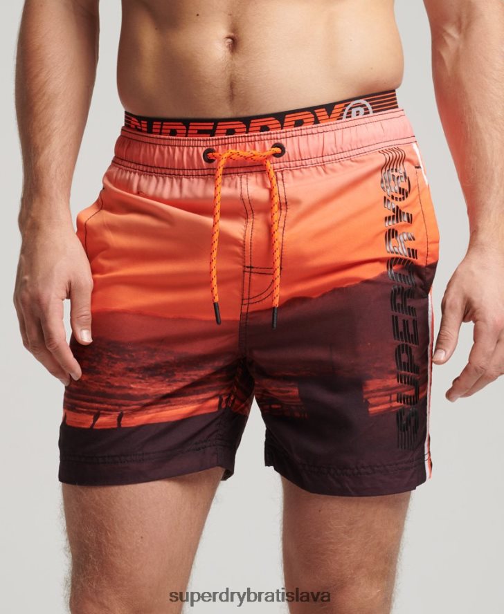 Superdry muži štátne volejbalové plavky 6B4ZTR438 oblečenie oranžová