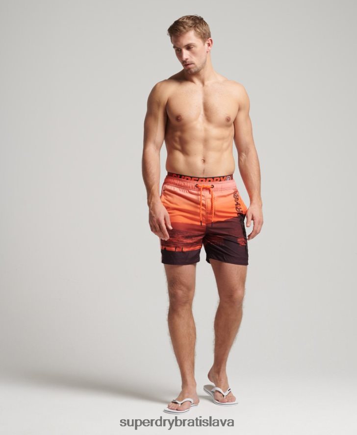 Superdry muži štátne volejbalové plavky 6B4ZTR438 oblečenie oranžová
