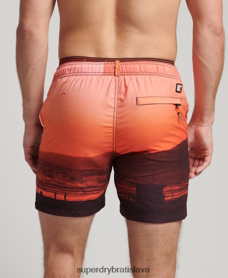 Superdry muži štátne volejbalové plavky 6B4ZTR438 oblečenie oranžová
