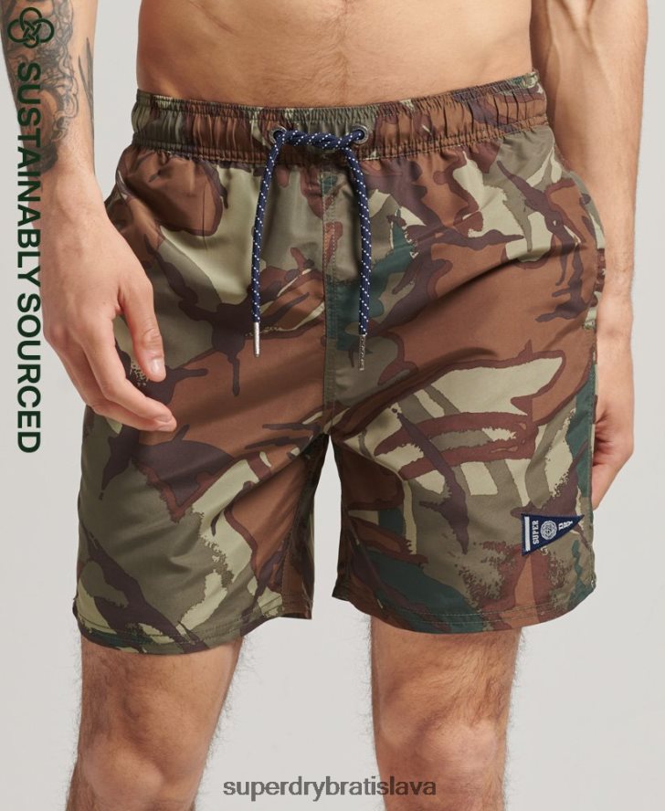 Superdry muži vintage univerzitné recyklované plavky 6B4ZTR437 oblečenie zelená