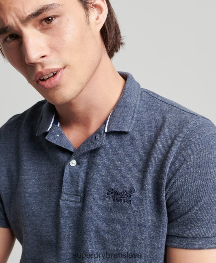 Superdry muži Základná klasická piké polokošeľa z organickej bavlny 6B4ZTR6481 oblečenie námorníctvo