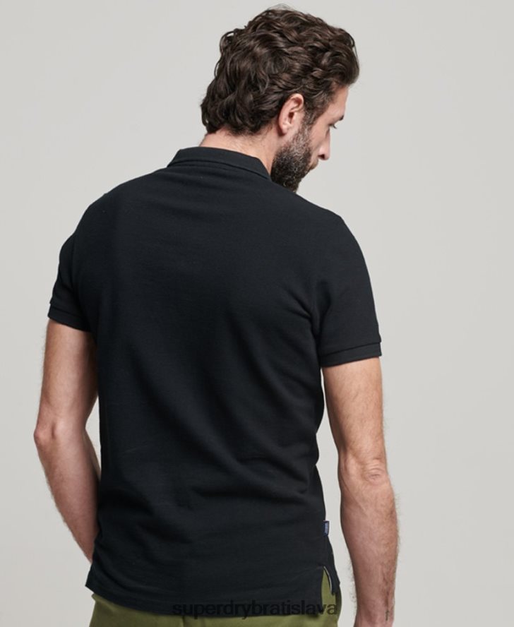 Superdry muži klasická piké polokošeľa 6B4ZTR36 oblečenie čierna