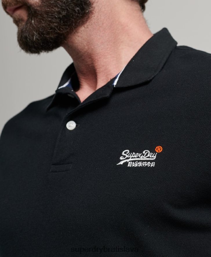 Superdry muži klasická piké polokošeľa 6B4ZTR36 oblečenie čierna