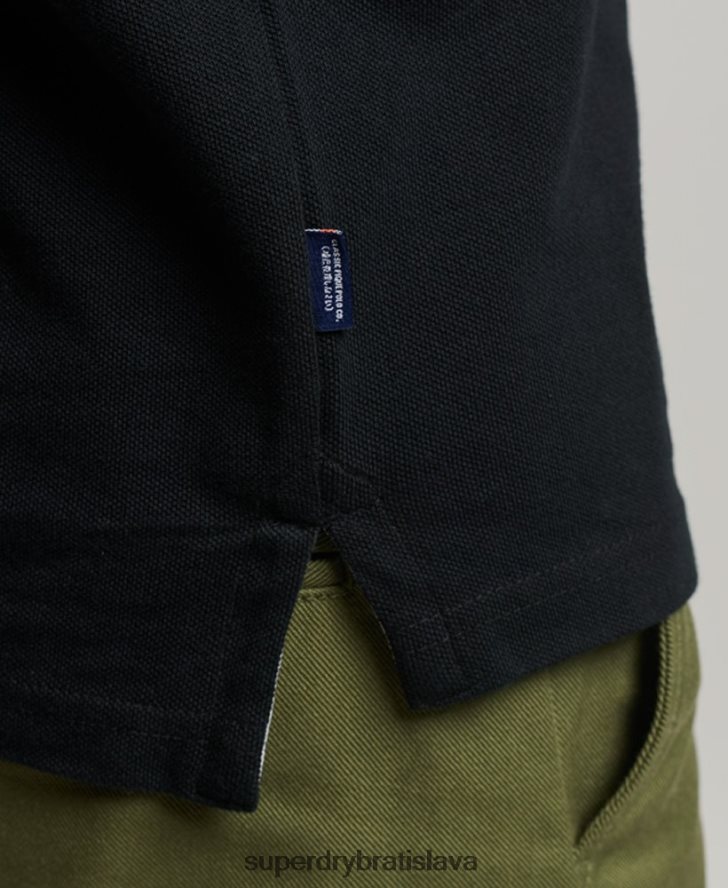 Superdry muži klasická piké polokošeľa 6B4ZTR36 oblečenie čierna