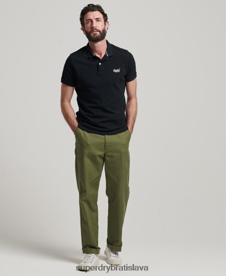 Superdry muži klasická piké polokošeľa 6B4ZTR36 oblečenie čierna