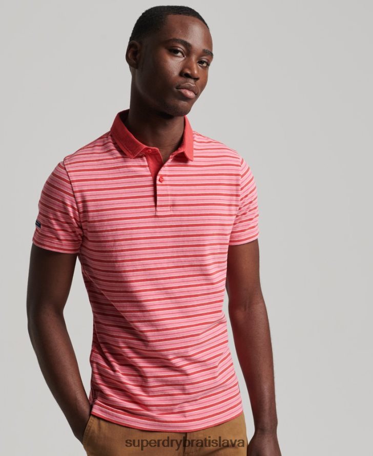 Superdry muži prúžkované polo tričko akadémie z organickej bavlny 6B4ZTR6501 oblečenie červená