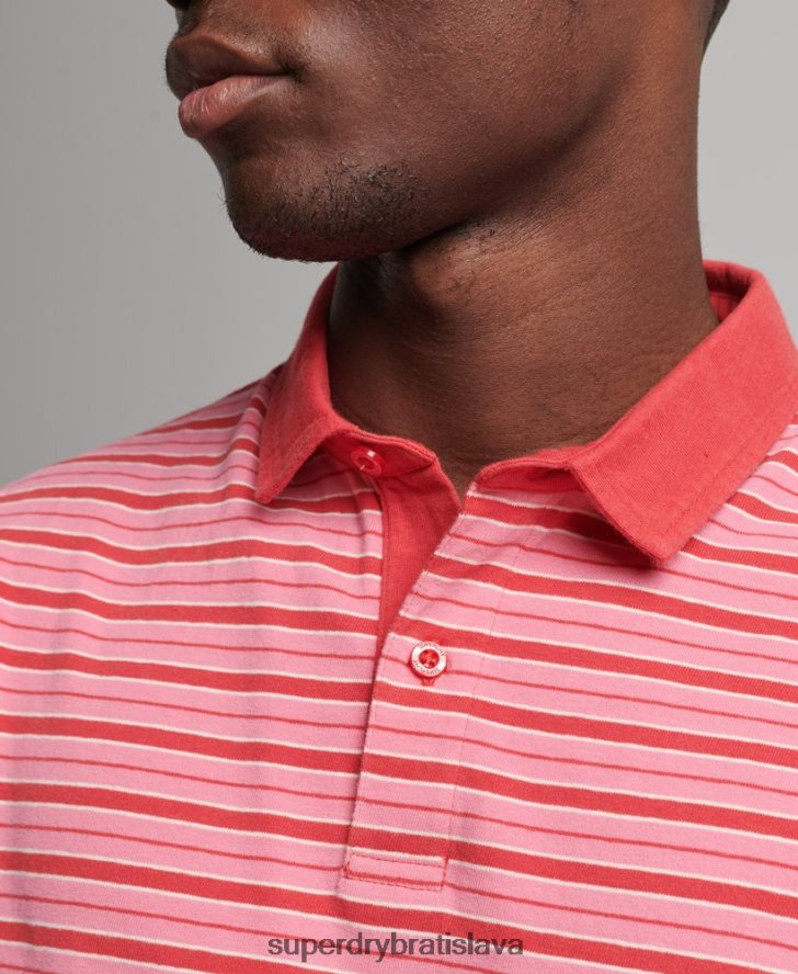 Superdry muži prúžkované polo tričko akadémie z organickej bavlny 6B4ZTR6501 oblečenie červená