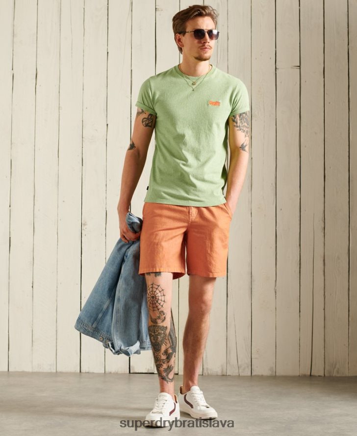 Superdry muži ľanové kali plážové šortky 6B4ZTR344 oblečenie oranžová