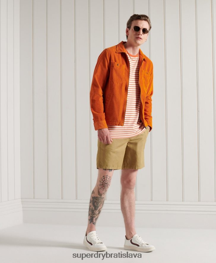 Superdry muži ľanové kali plážové šortky 6B4ZTR355 oblečenie béžová