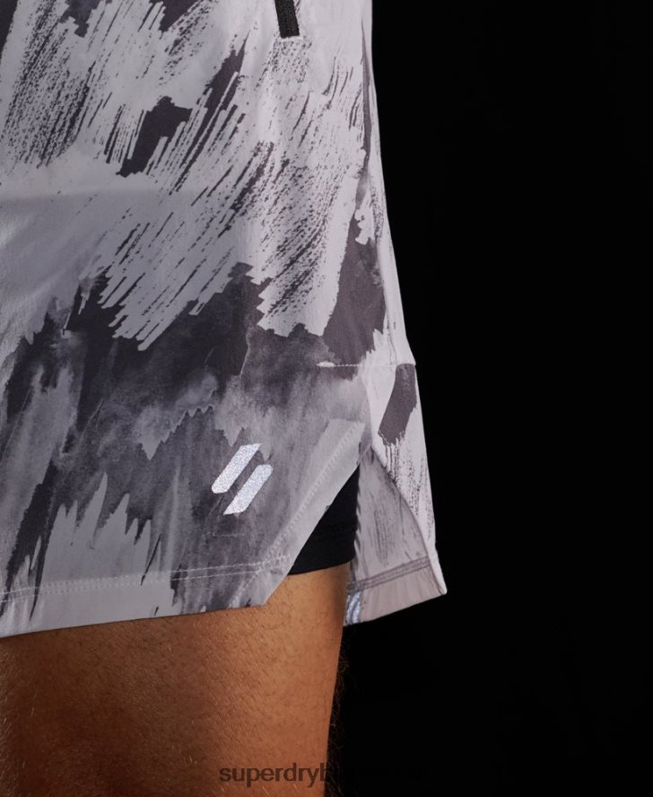 Superdry muži bežať prémiové vrstvené šortky 6B4ZTR5384 oblečenie sivá
