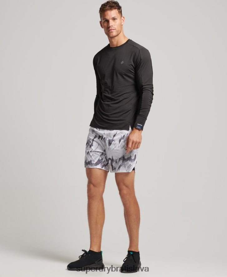 Superdry muži bežať prémiové vrstvené šortky 6B4ZTR5384 oblečenie sivá