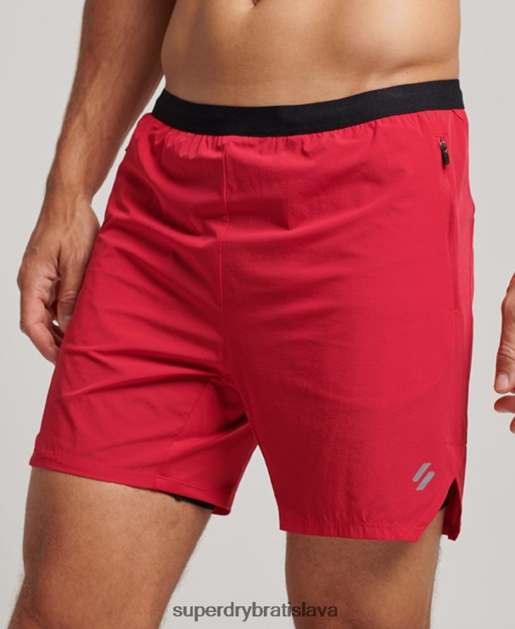 Superdry muži bežať prémiové vrstvené šortky 6B4ZTR5406 oblečenie červená
