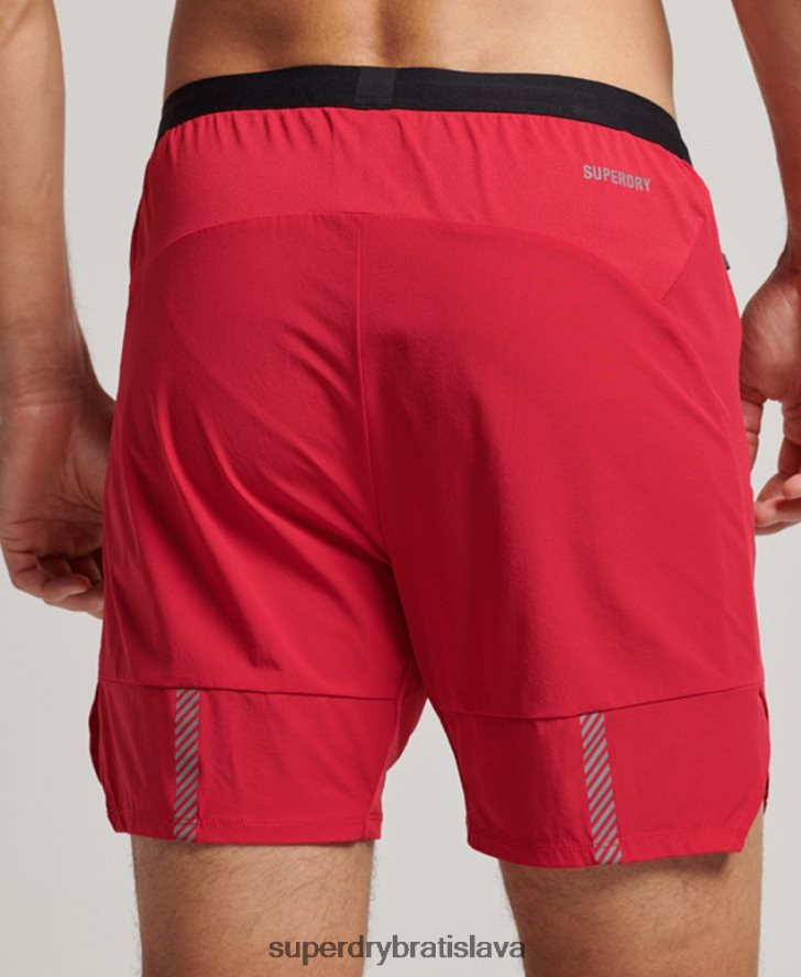 Superdry muži bežať prémiové vrstvené šortky 6B4ZTR5406 oblečenie červená