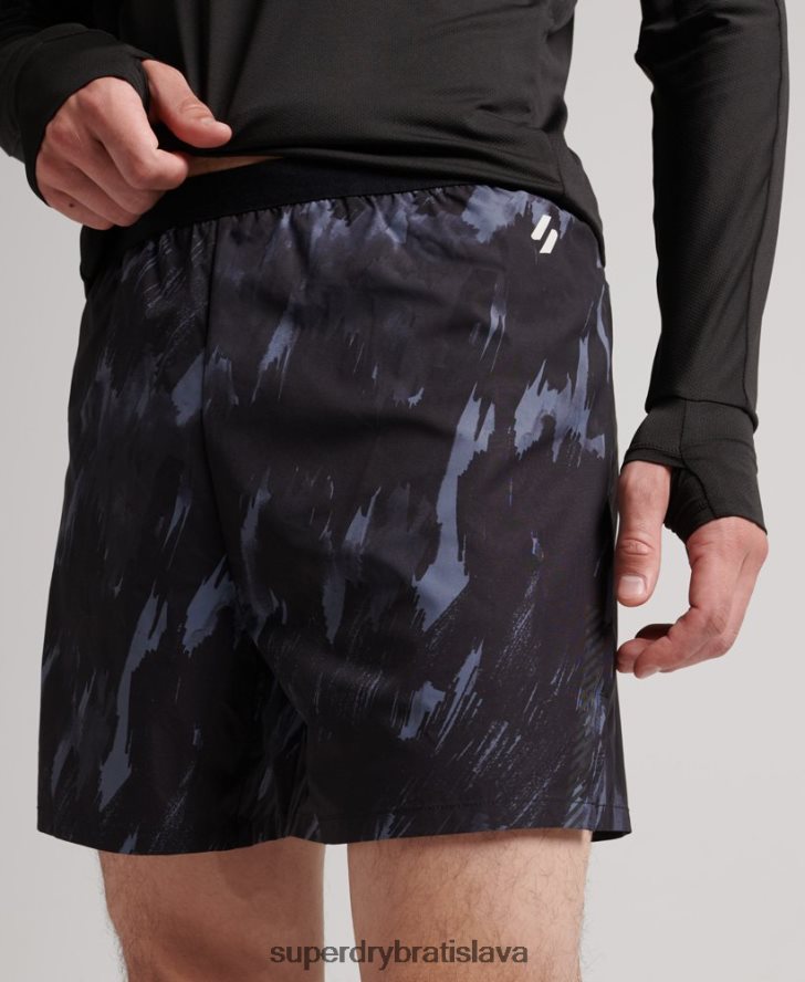 Superdry muži beh závodné šortky 6B4ZTR5358 oblečenie tmavošedý