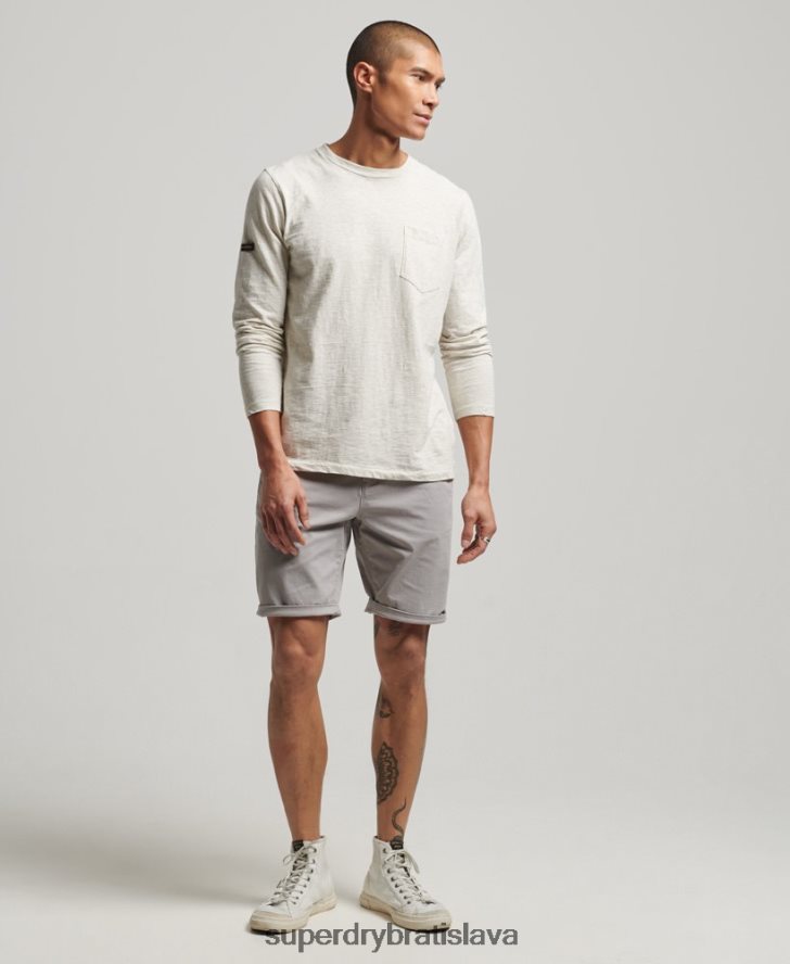 Superdry muži core chino šortky 6B4ZTR253 oblečenie svetlo šedá