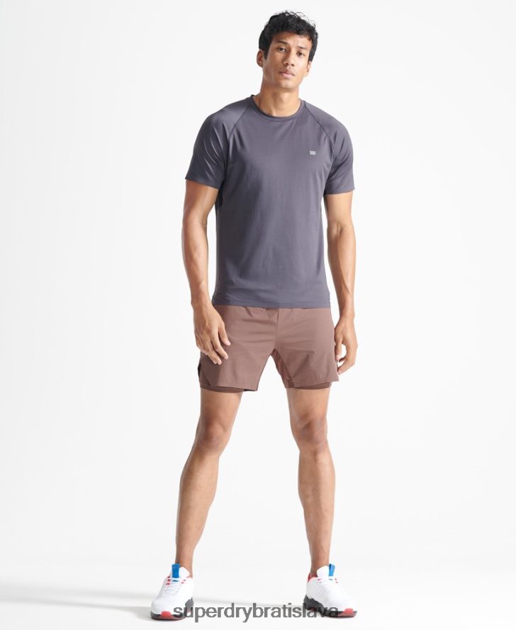 Superdry muži cvičné šortky prémiovej vrstvy 6B4ZTR5377 oblečenie hnedá