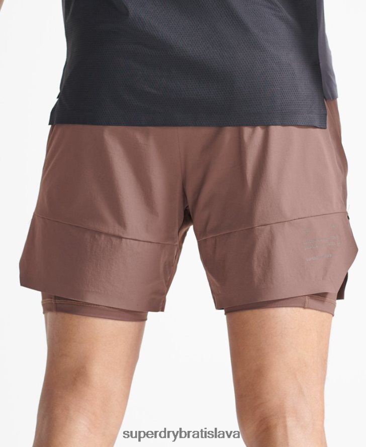 Superdry muži cvičné šortky prémiovej vrstvy 6B4ZTR5377 oblečenie hnedá