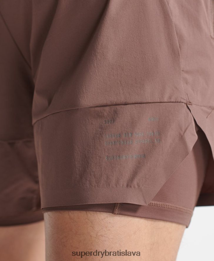 Superdry muži cvičné šortky prémiovej vrstvy 6B4ZTR5377 oblečenie hnedá