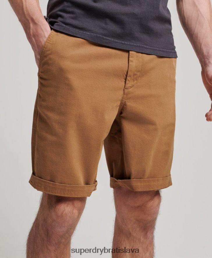 Superdry muži dôstojnícke chino šortky 6B4ZTR17 oblečenie hnedá