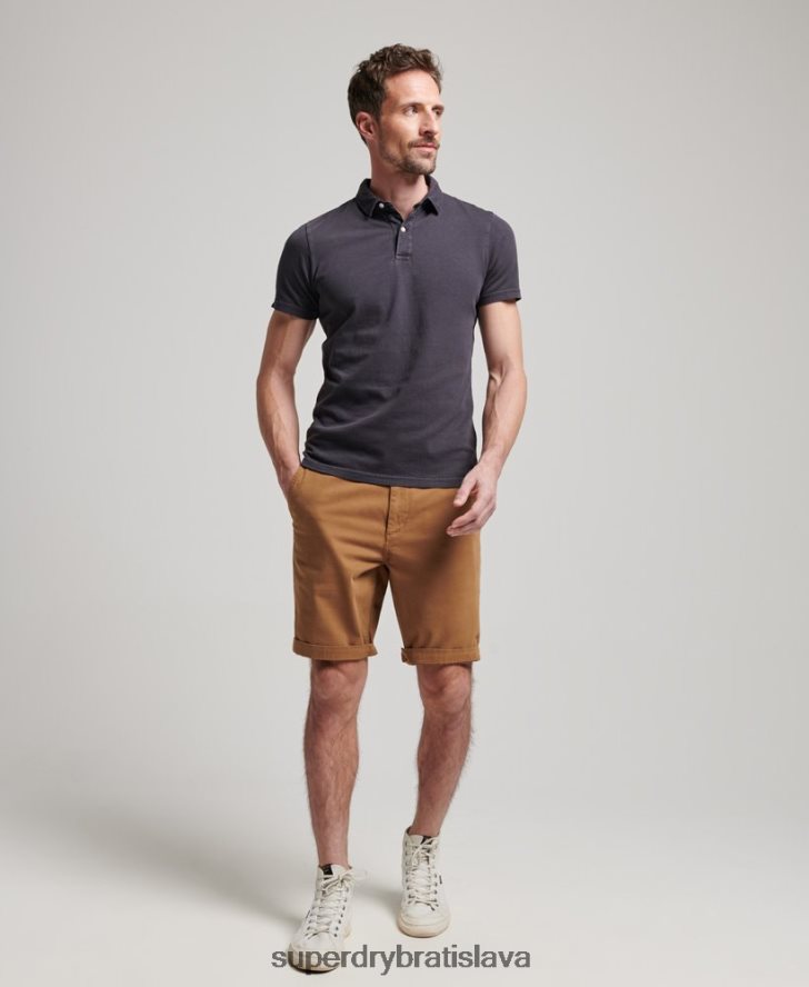 Superdry muži dôstojnícke chino šortky 6B4ZTR17 oblečenie hnedá