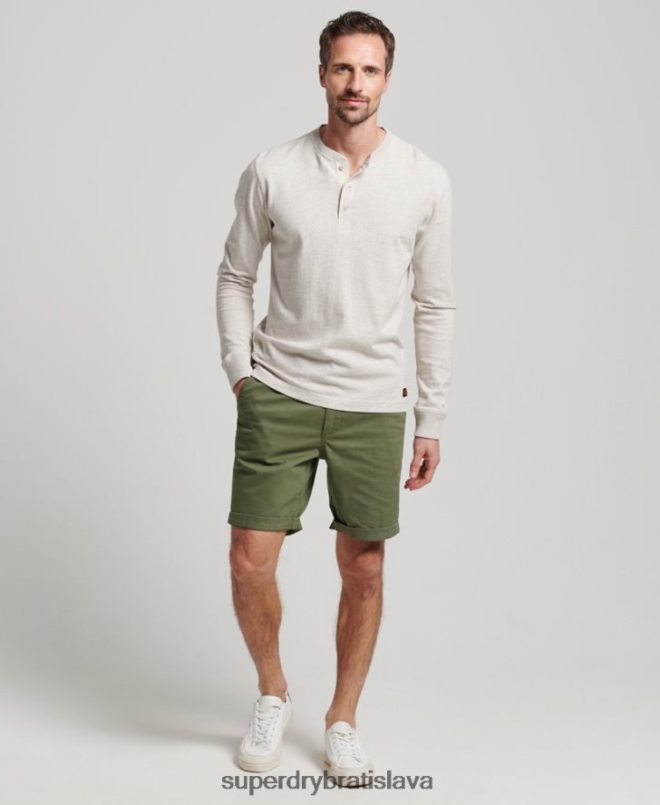 Superdry muži dôstojnícke chino šortky 6B4ZTR53 oblečenie kaki