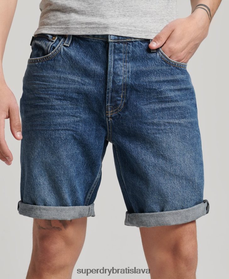 Superdry muži organická bavlna vintage rovné krátke 6B4ZTR273 oblečenie tmavomodrá