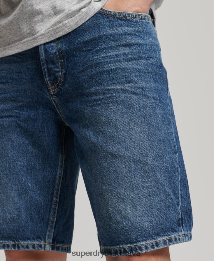 Superdry muži organická bavlna vintage rovné krátke 6B4ZTR273 oblečenie tmavomodrá