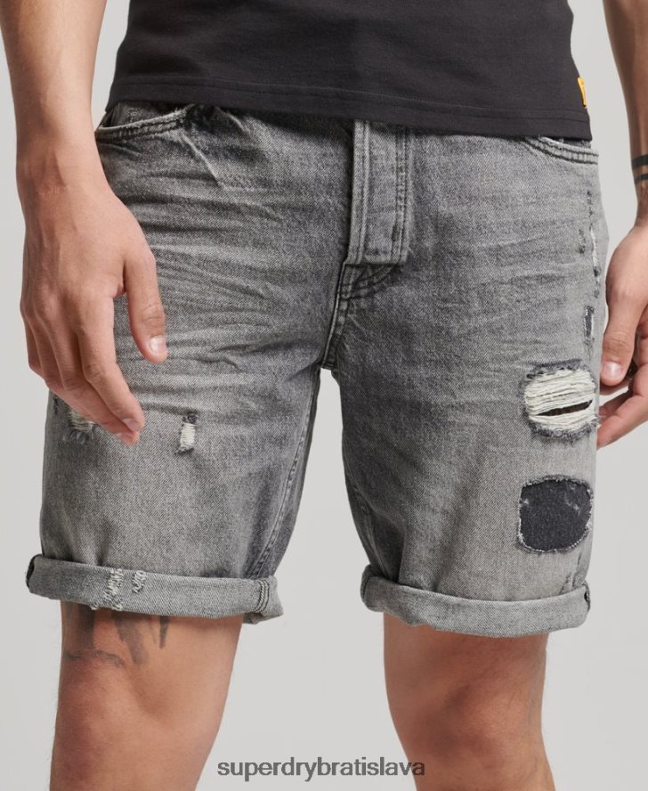 Superdry muži organická bavlna vintage rovné krátke 6B4ZTR278 oblečenie sivá