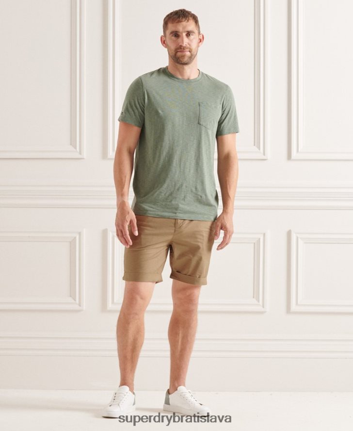 Superdry muži papierové chino šortky 6B4ZTR6465 oblečenie béžová