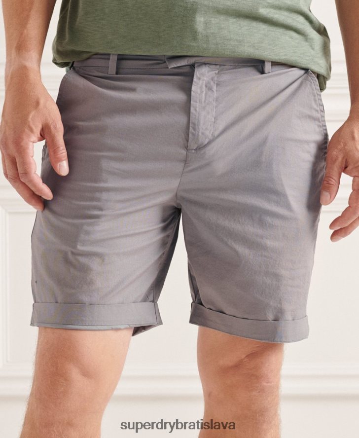 Superdry muži papierové chino šortky 6B4ZTR6493 oblečenie svetlo šedá