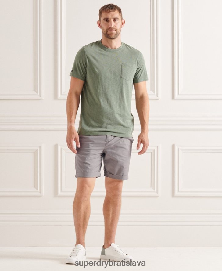 Superdry muži papierové chino šortky 6B4ZTR6493 oblečenie svetlo šedá