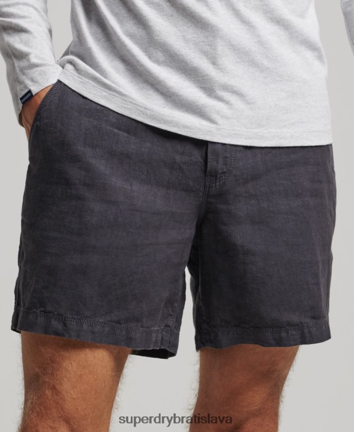 Superdry muži prefarbené ľanové šortky 6B4ZTR108 oblečenie námorníctvo