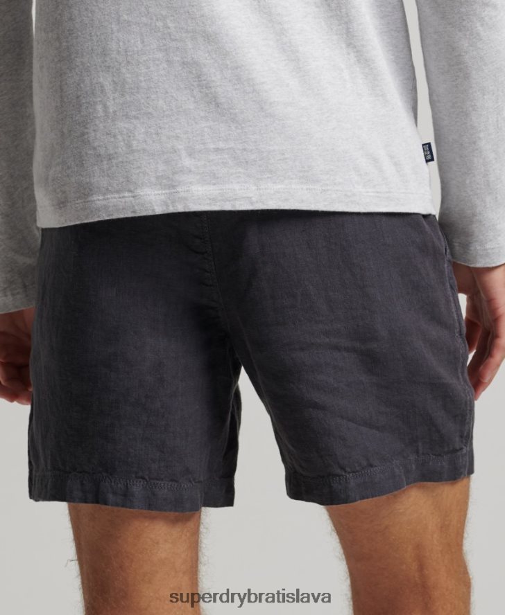 Superdry muži prefarbené ľanové šortky 6B4ZTR108 oblečenie námorníctvo