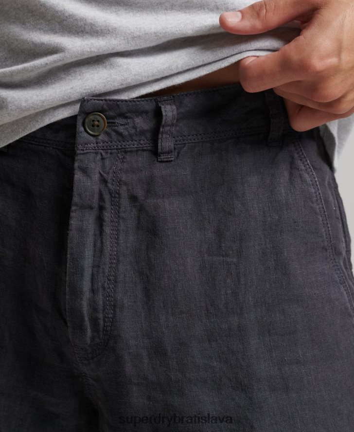 Superdry muži prefarbené ľanové šortky 6B4ZTR108 oblečenie námorníctvo