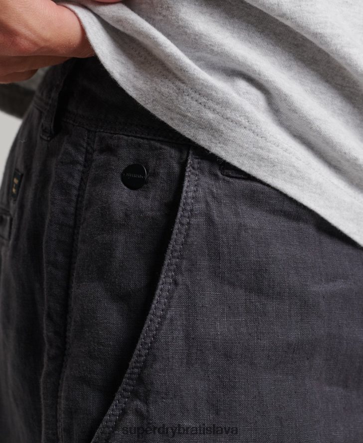 Superdry muži prefarbené ľanové šortky 6B4ZTR108 oblečenie námorníctvo