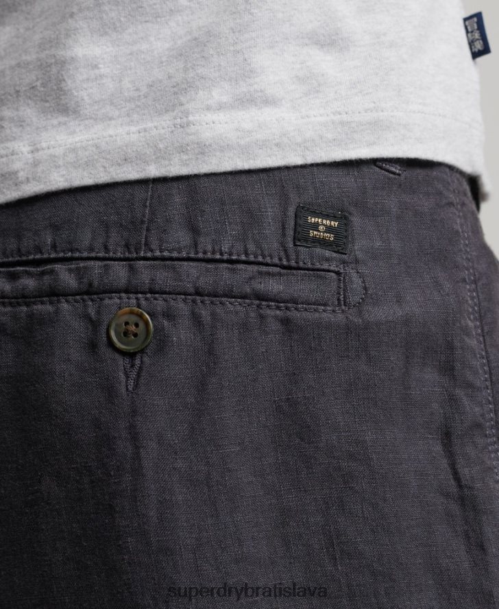 Superdry muži prefarbené ľanové šortky 6B4ZTR108 oblečenie námorníctvo