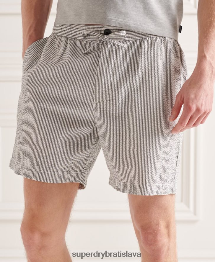 Superdry muži seersucker šortky so sťahovacou šnúrkou 6B4ZTR6438 oblečenie sivá