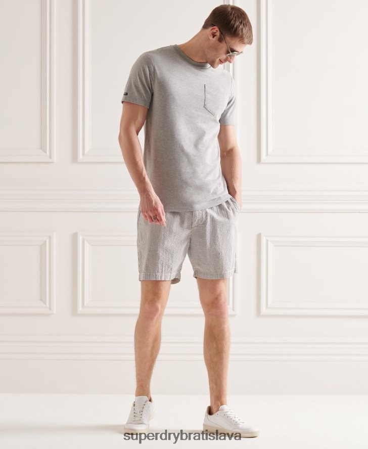Superdry muži seersucker šortky so sťahovacou šnúrkou 6B4ZTR6438 oblečenie sivá
