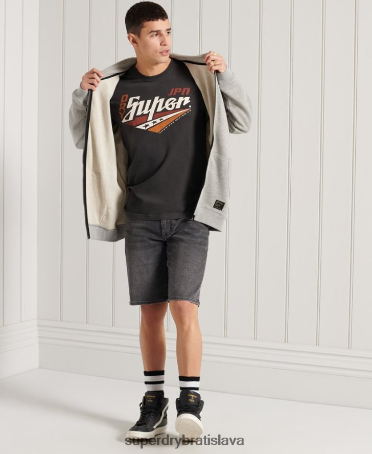 Superdry muži slim šortky 6B4ZTR369 oblečenie tmavošedý