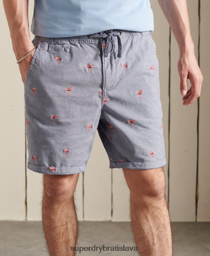 Superdry muži spálené celé vyšívané šortky 6B4ZTR368 oblečenie námorníctvo